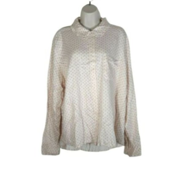 a.n.a. A New Approach Women Long Sleeve Button-Down Shirt 2XL Mini Daisy Pink - Picture 2 of 8